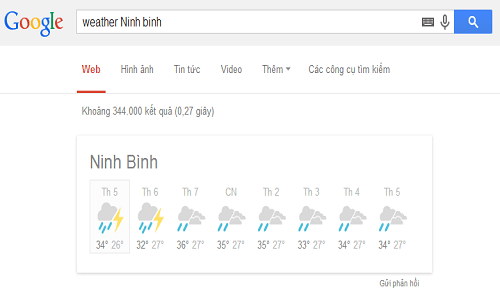 Xem thời tiết với google